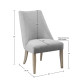 Light Grey Fabric Curved Back Sleek Dining Chairs Wood Legs - Set 2